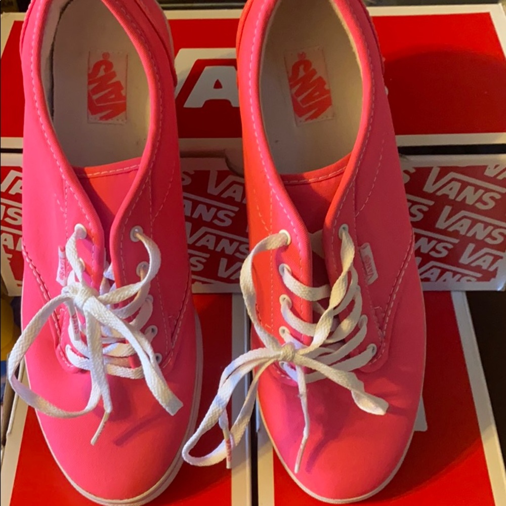 Neon Pink/White Vans size 8